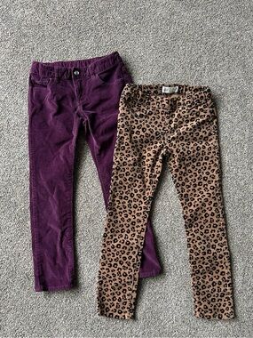 GAP & H&M Kids Purple & Tan Leopard Print Corduroy pants